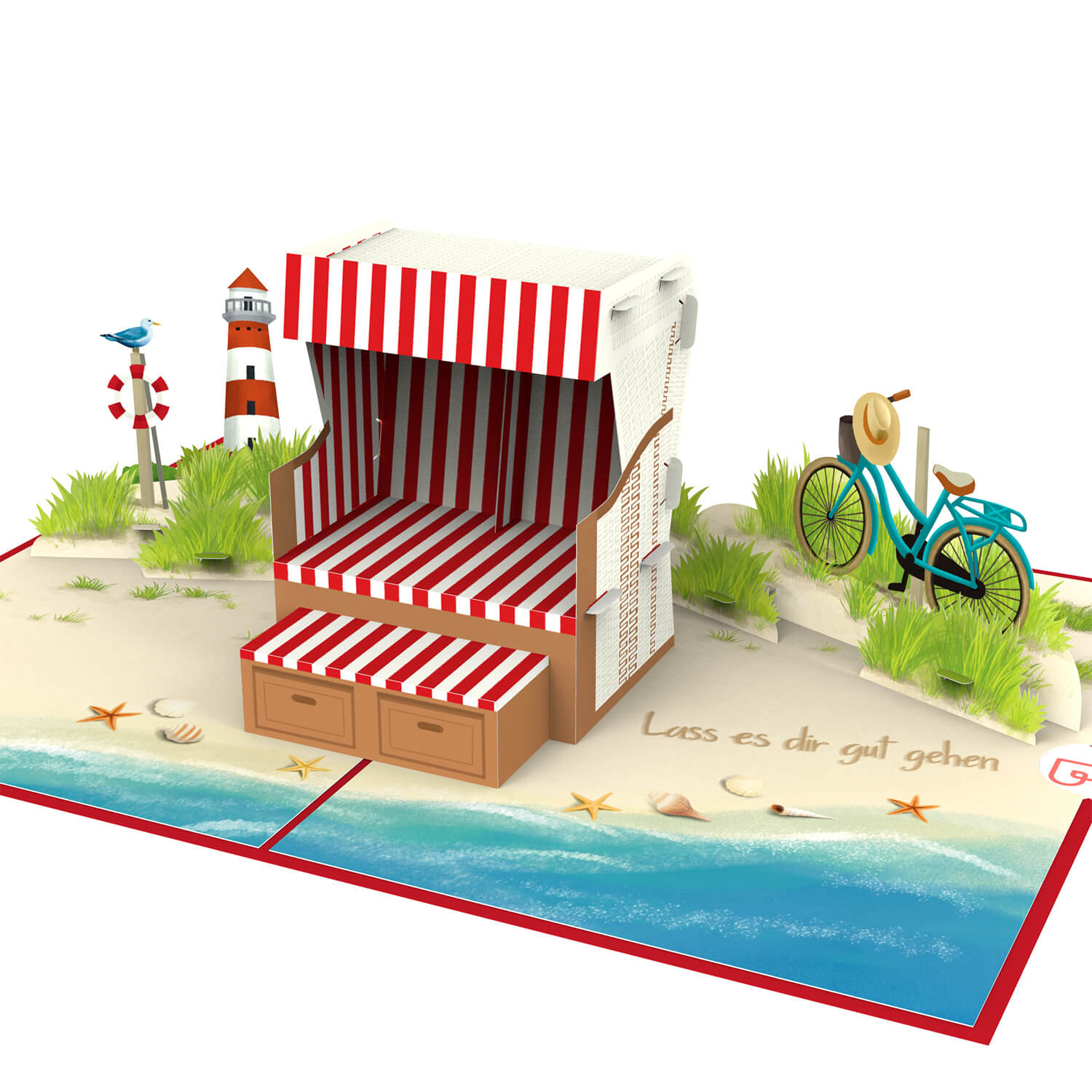 Alles Gute zum Ruhestand Strandkorb Pop-Up Karte