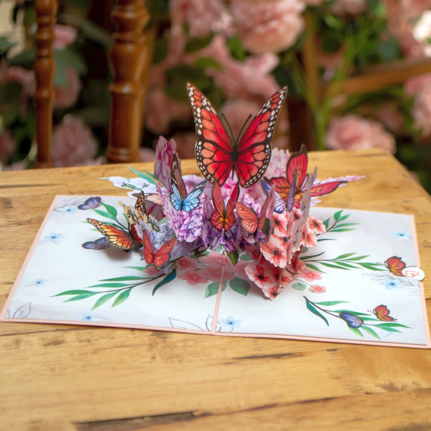 Schmetterlinge auf Blumen Pop-Up Karte