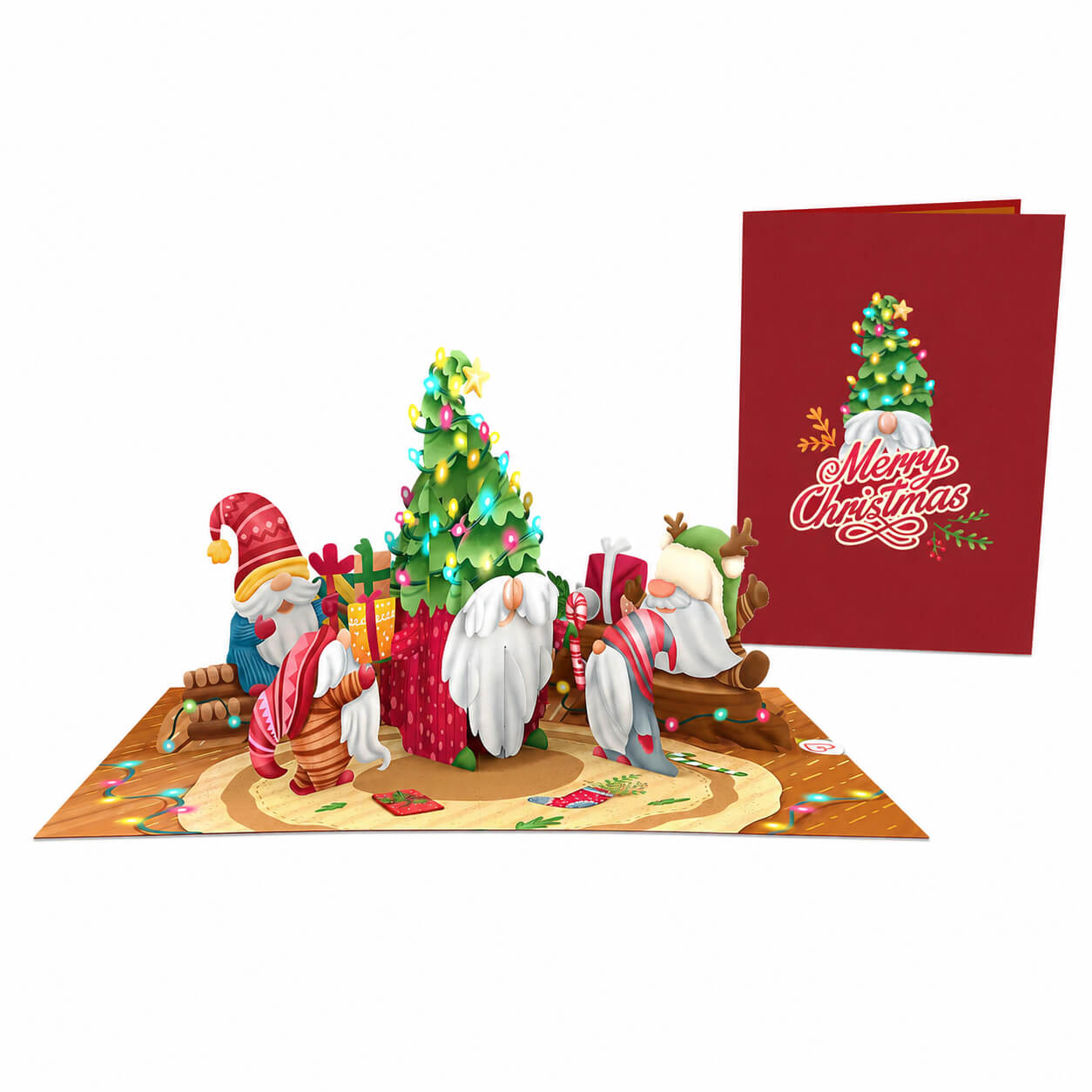 Weihnachtswichtel Pop-Up Karte