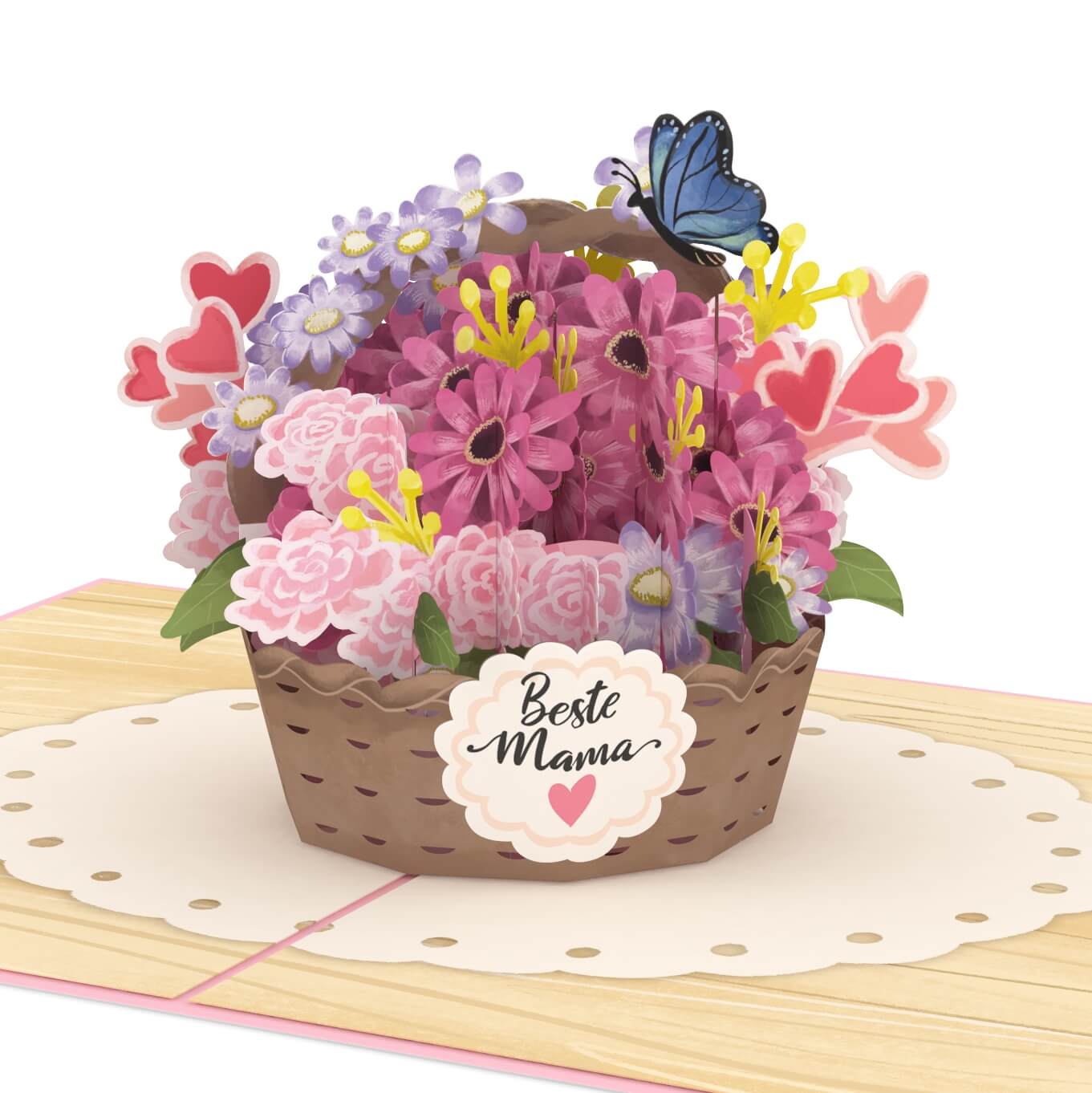 Beste Mama Blumenkorb Pop-Up Karte