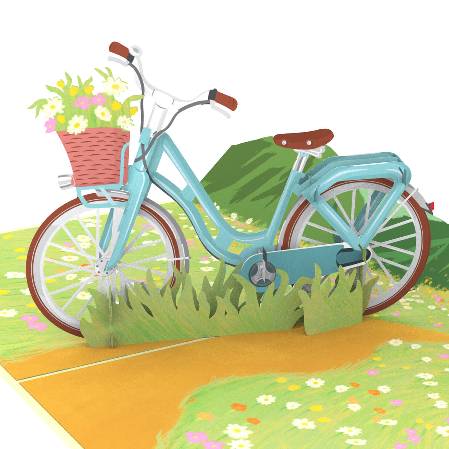 Fahrrad mit Blumen Pop-Up Karte