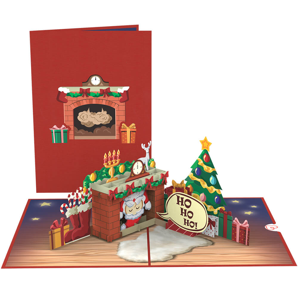 Weihnachtsmann im Kamin Pop-Up Karte