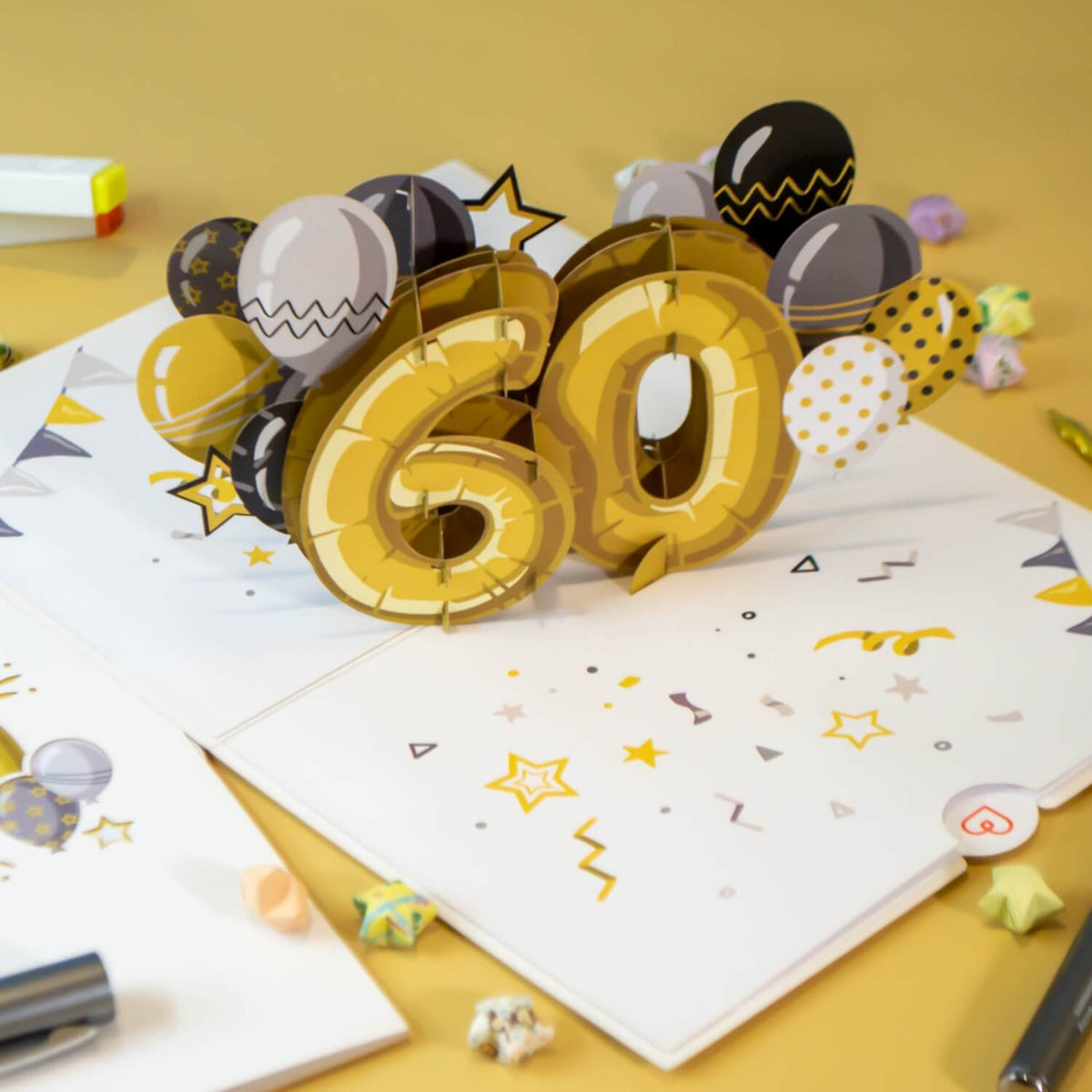 Papyrus Geburtstagskarte Zum 60. – Mit Pailletten & Glitzer, Inkl. Umschlag
