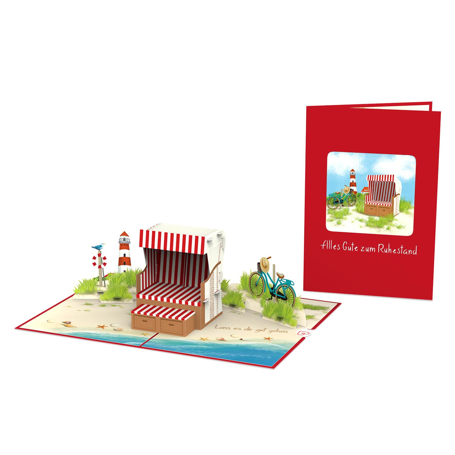 Alles Gute zum Ruhestand Strandkorb Pop-Up Karte