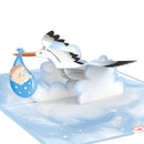 Storch & Baby (Blau) Pop-Up Karte