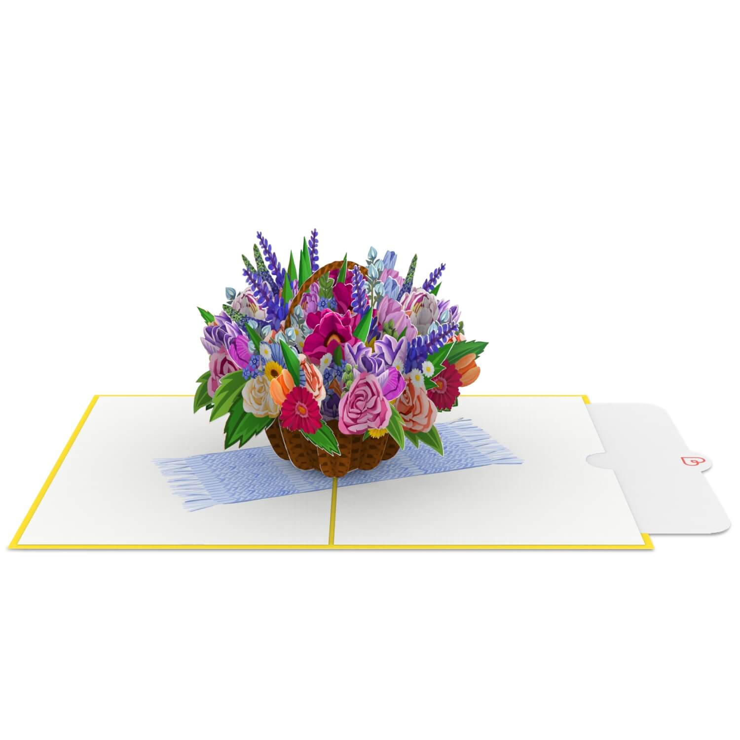 Bunter Blumenkorb Pop-Up Karte