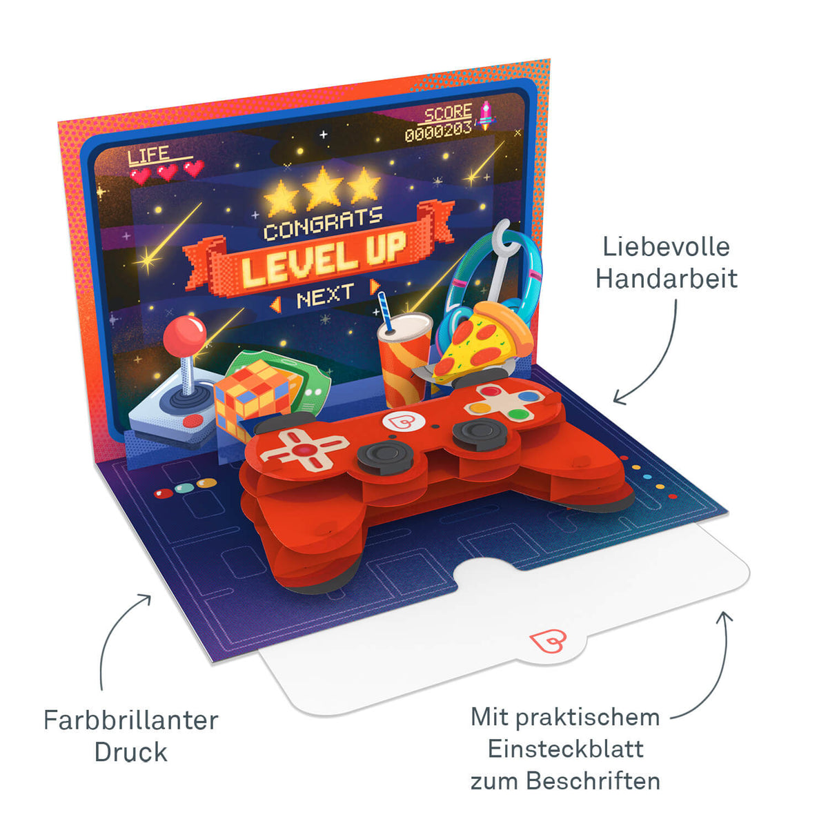 Gaming Controller mit Musik & Licht Pop-Up Karte