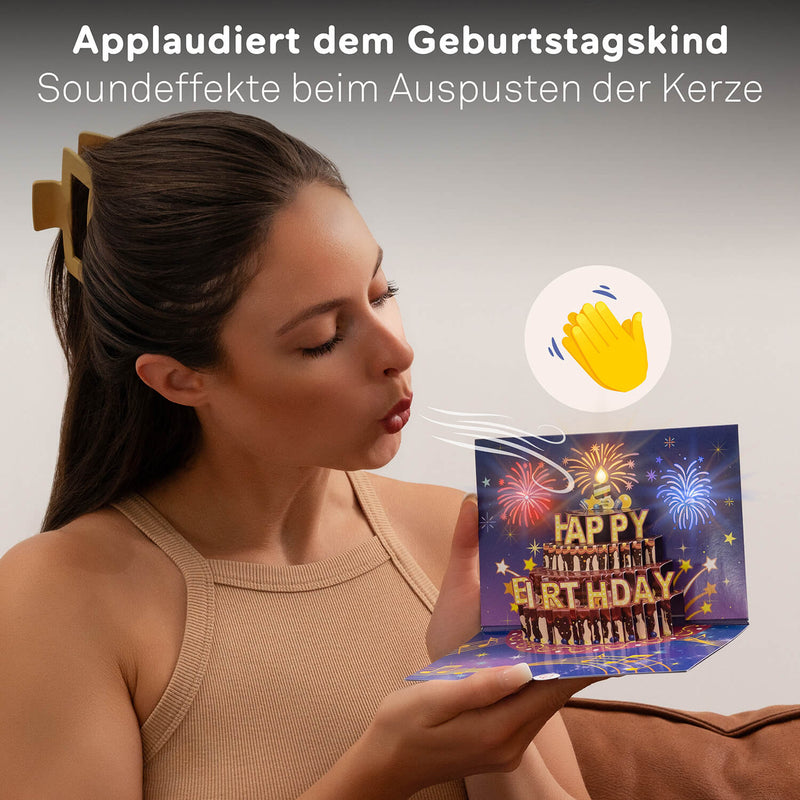 Geburtstagsfeuerwerk mit Musik & Licht Pop-Up Karte