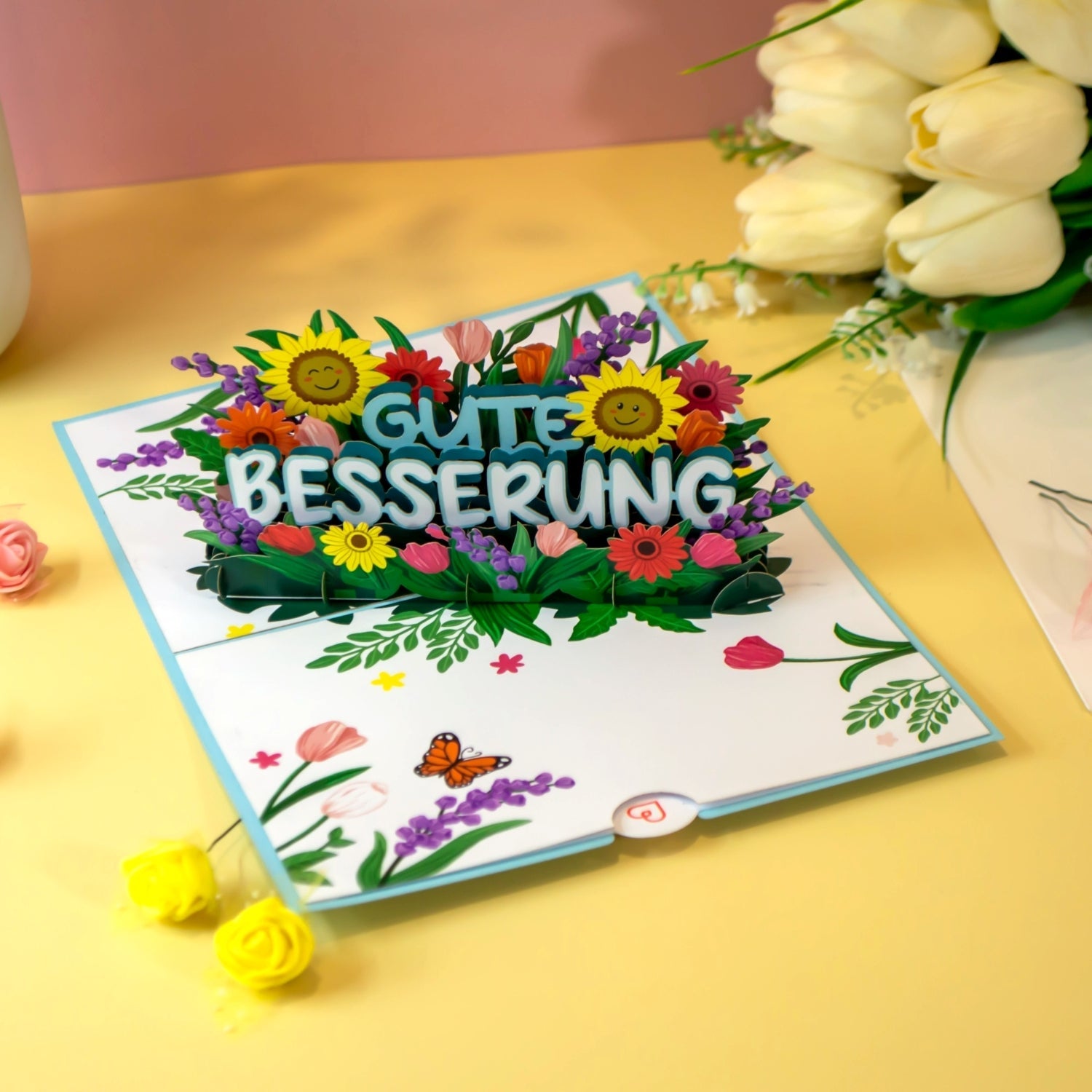 3D Pop Up Gute Besserung Karte Mit Bär - Handgemachte Grußkarte