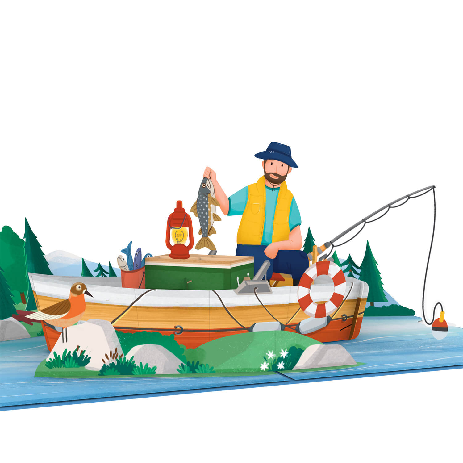 Angler Pop-Up Karte