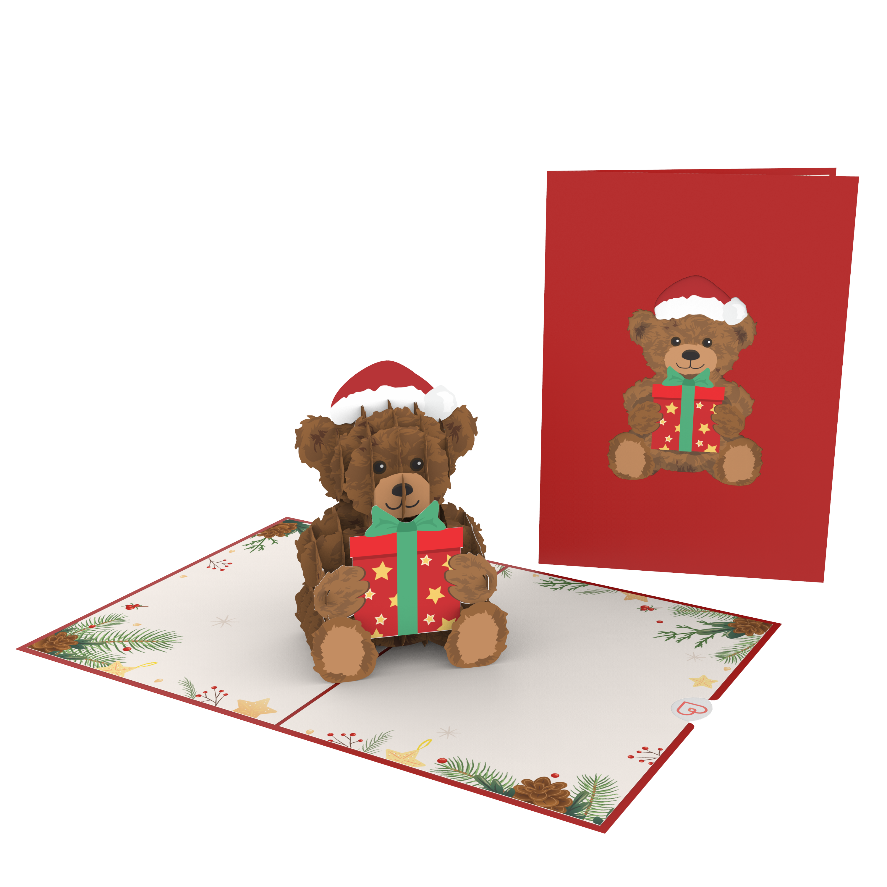 Weihnachtsteddy Pop-Up Karte