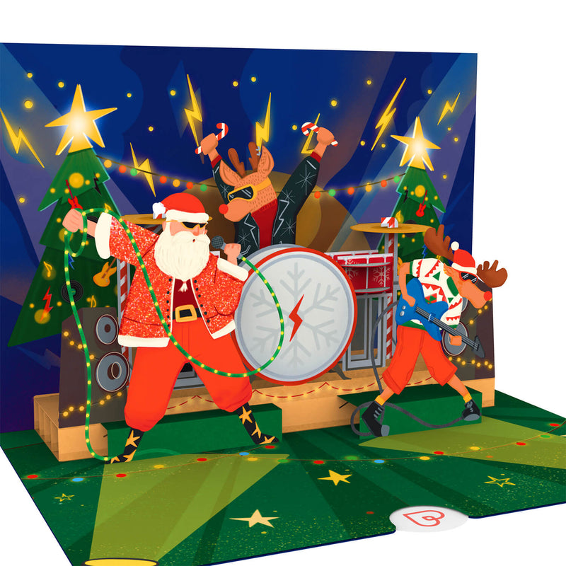 Rockige Weihnachten mit Musik & Licht Pop-Up Karte