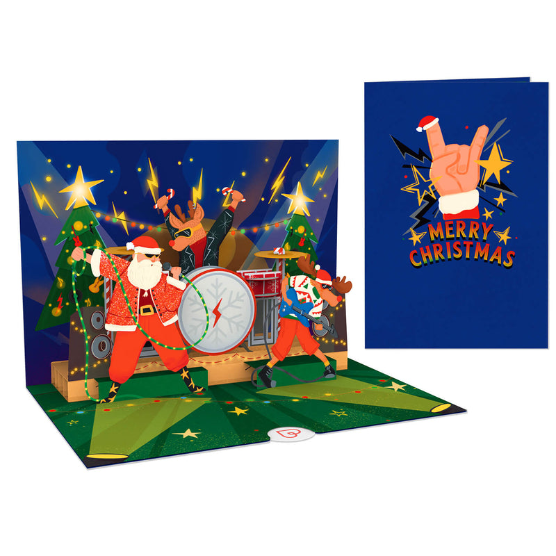 Rockige Weihnachten mit Musik & Licht Pop-Up Karte