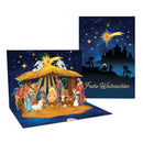 Weihnachtskrippe mit Musik & Licht Pop-Up Karte