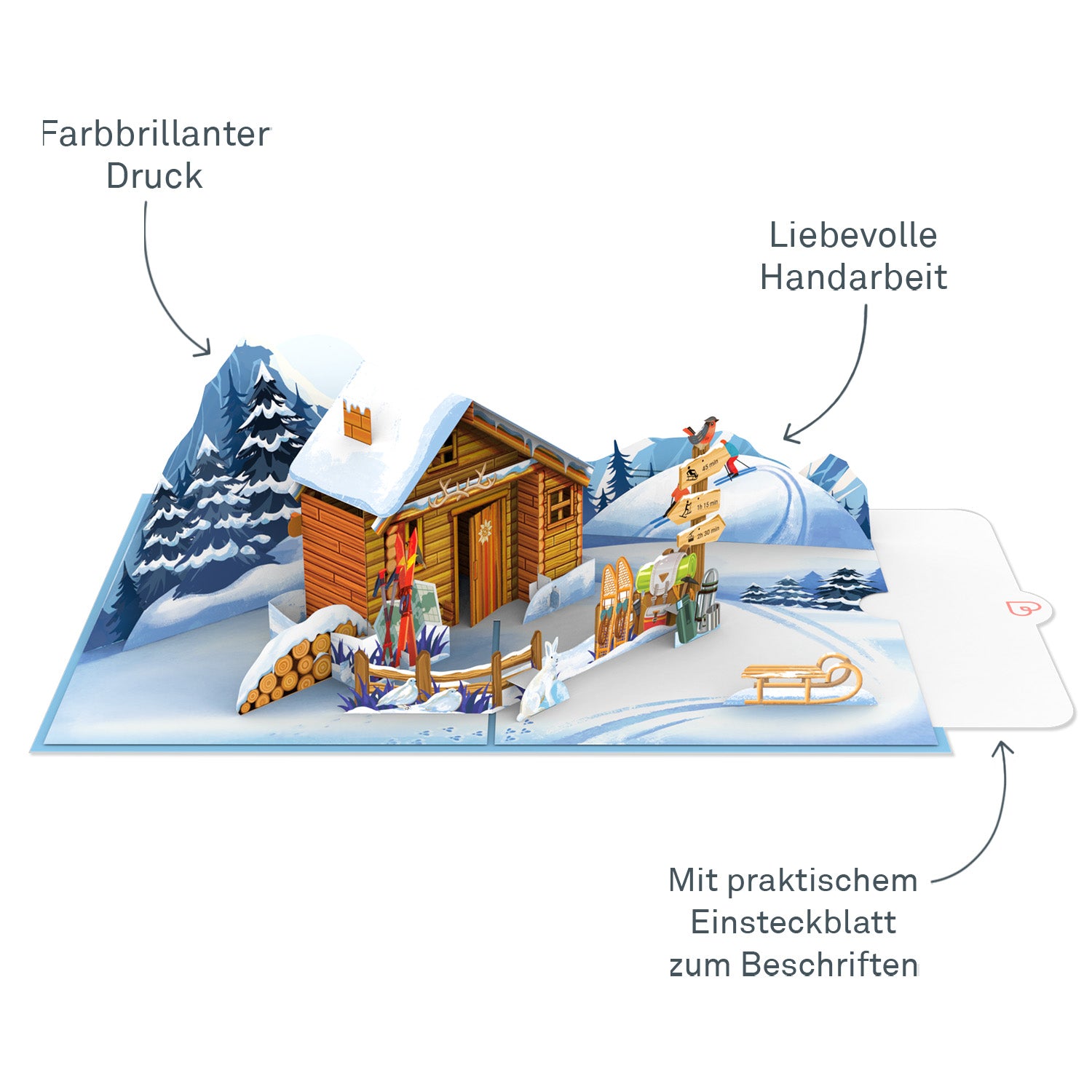 Winterhütte Pop-Up Karte