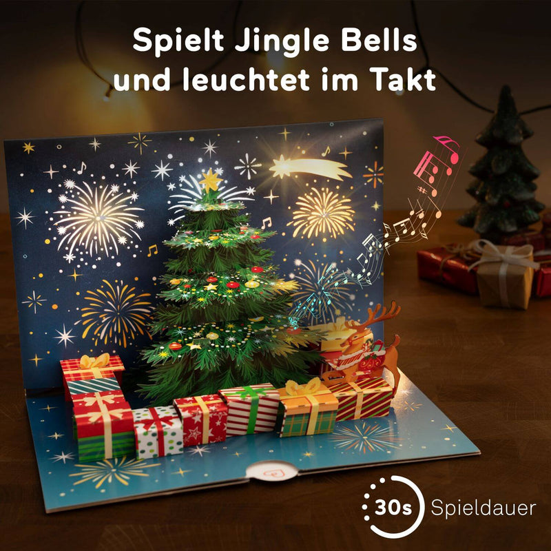 Weihnachtsbaum mit Musik & Licht Pop-Up Karte