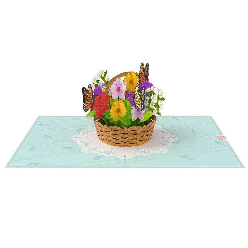 Blumenkorb mit Schmetterlingen Pop-Up Karte