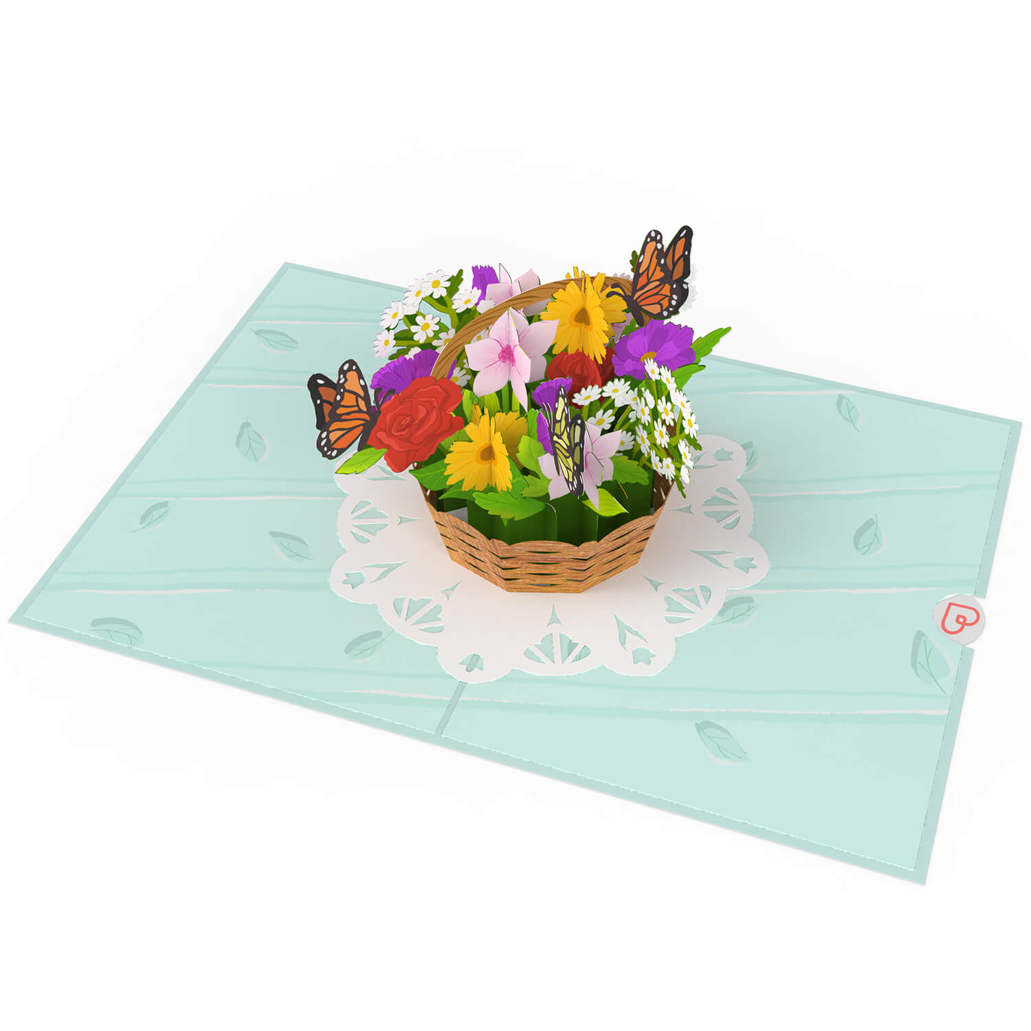Blumenkorb mit Schmetterlingen Pop-Up Karte