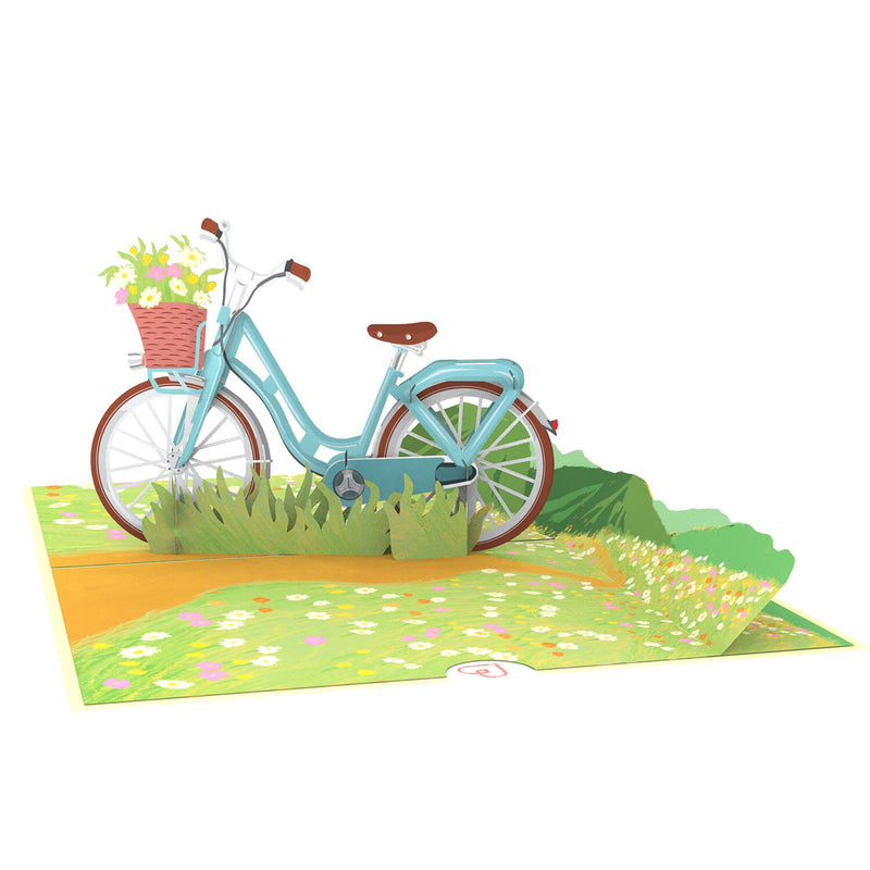 Fahrrad mit Blumen Pop-Up Karte