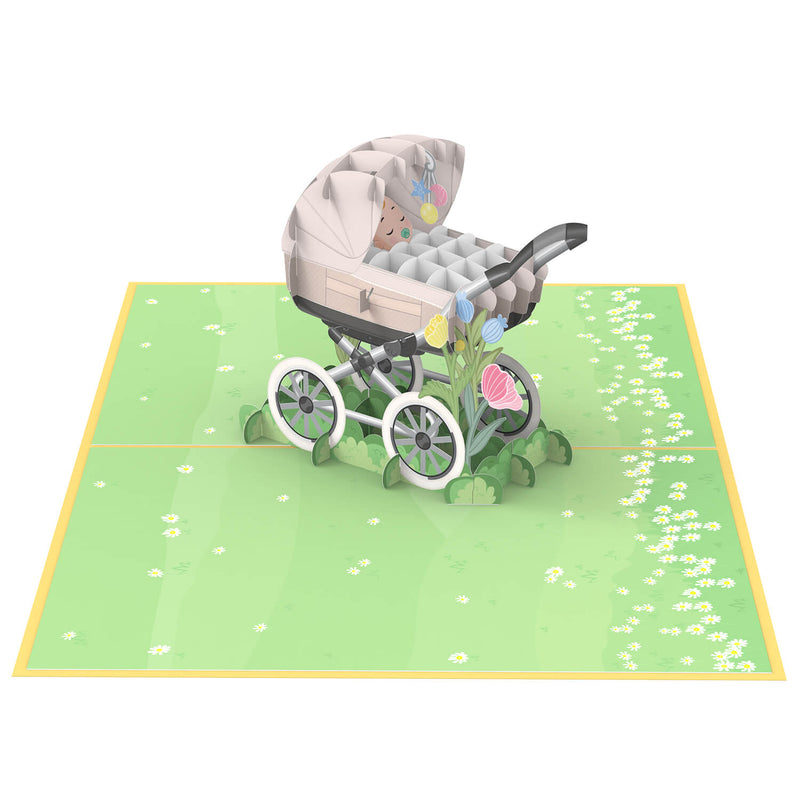 Kinderwagen mit Baby Pop-Up Karte