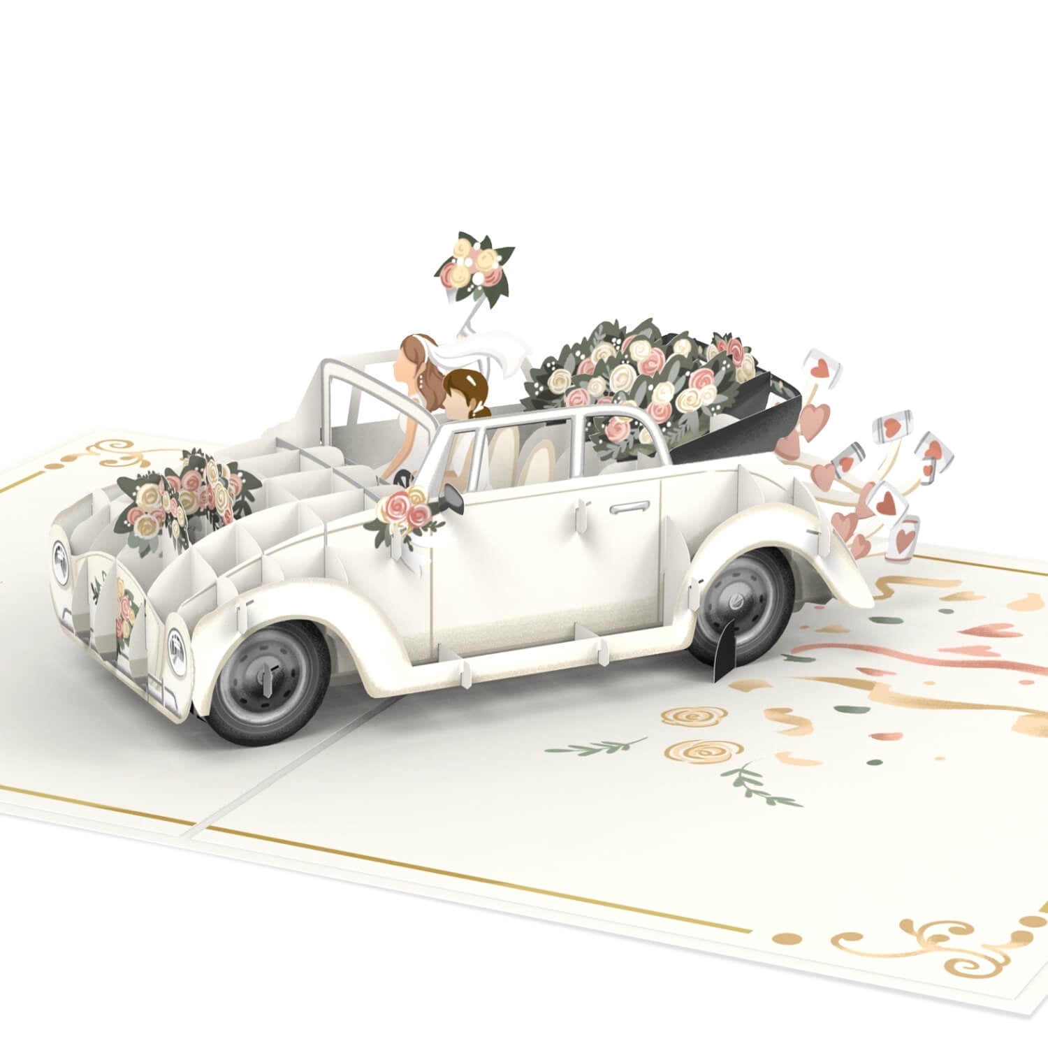 3D Pop-Up Hochzeitskarte Mit Auto - Just Married Design Für Das Brautpaar