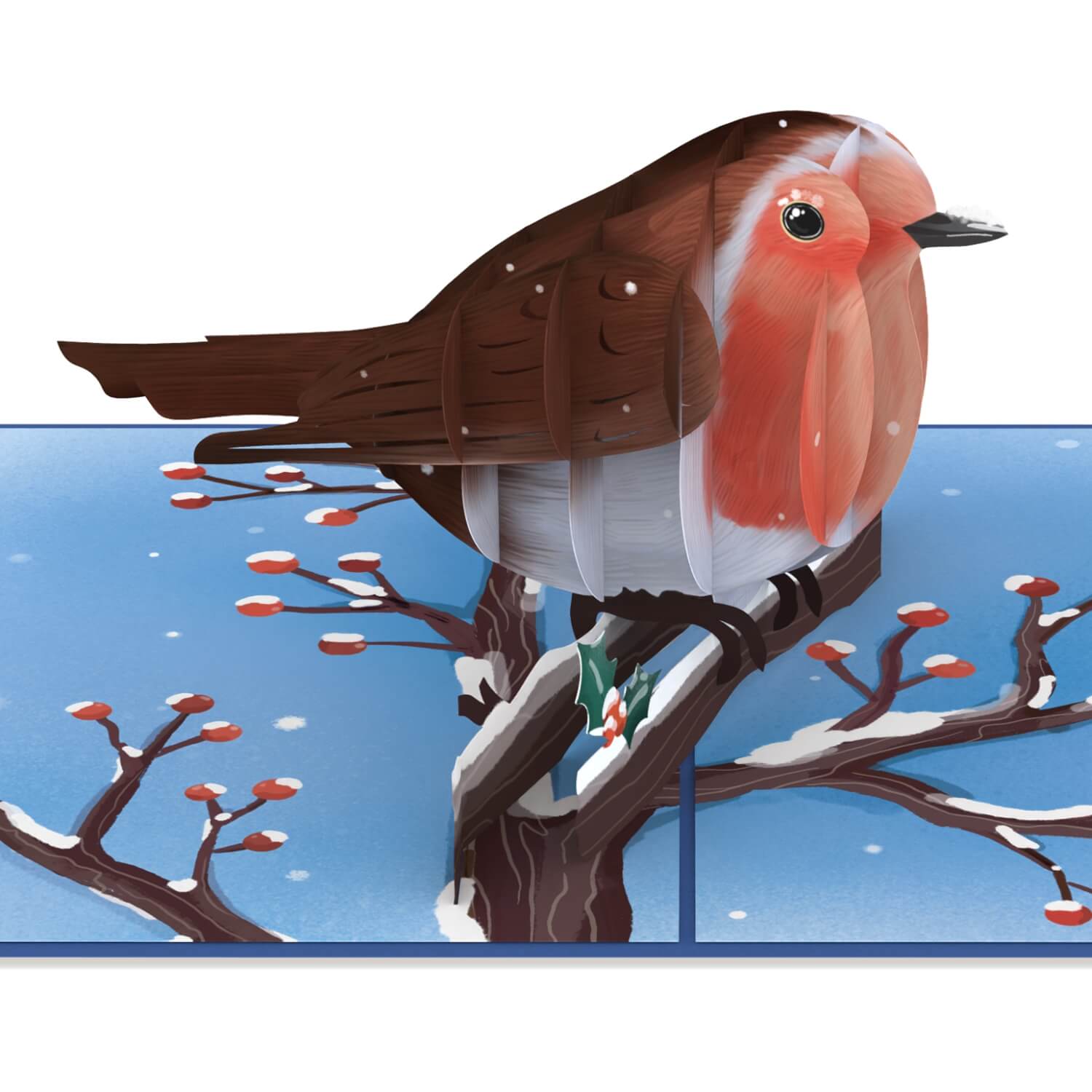 Rotkehlchen im Winter Pop-Up Karte