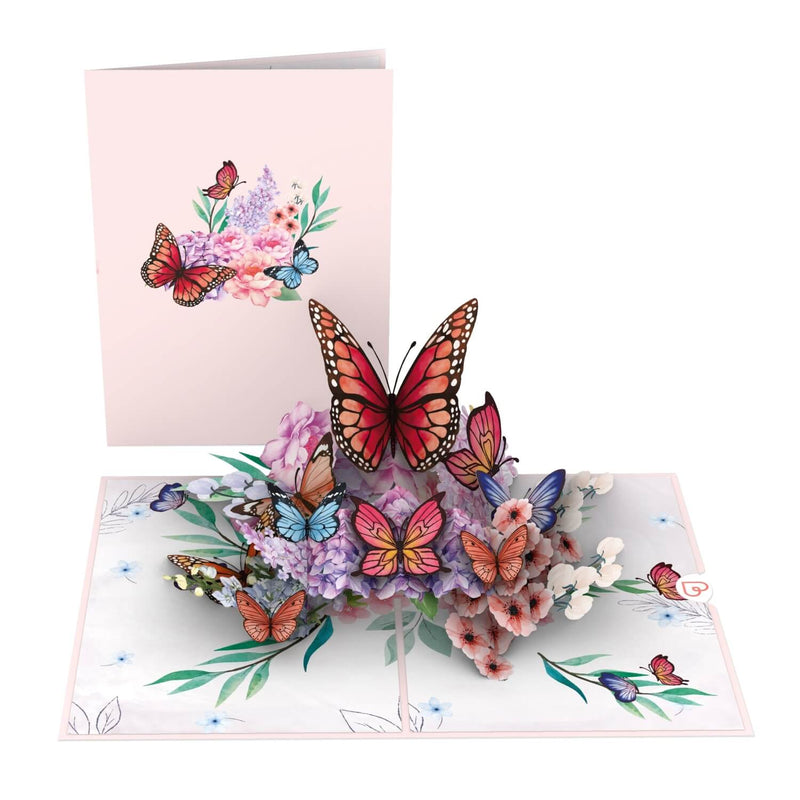 Schmetterlinge auf Blumen Pop-Up Karte