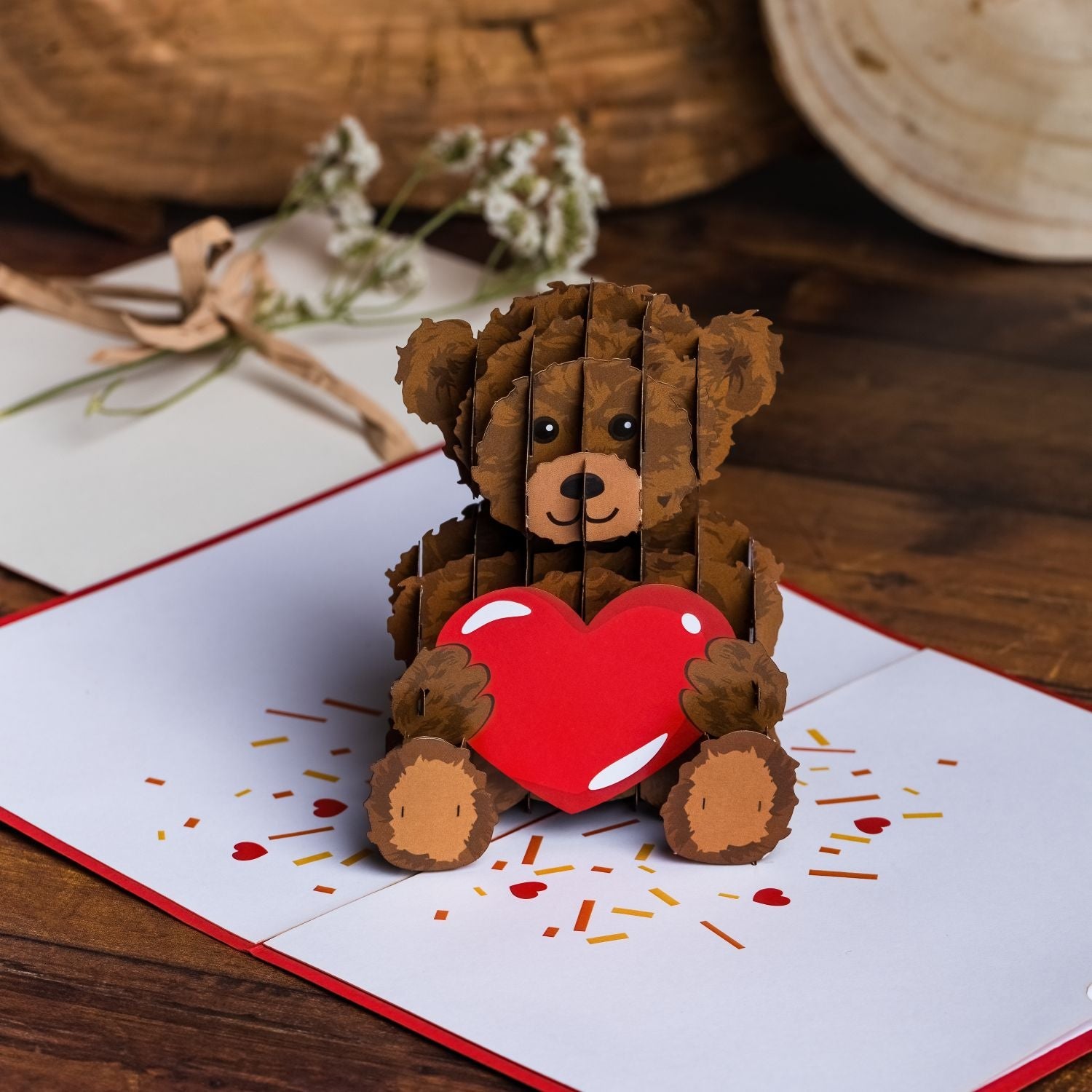 Teddybär mit Herz Pop-Up Karte