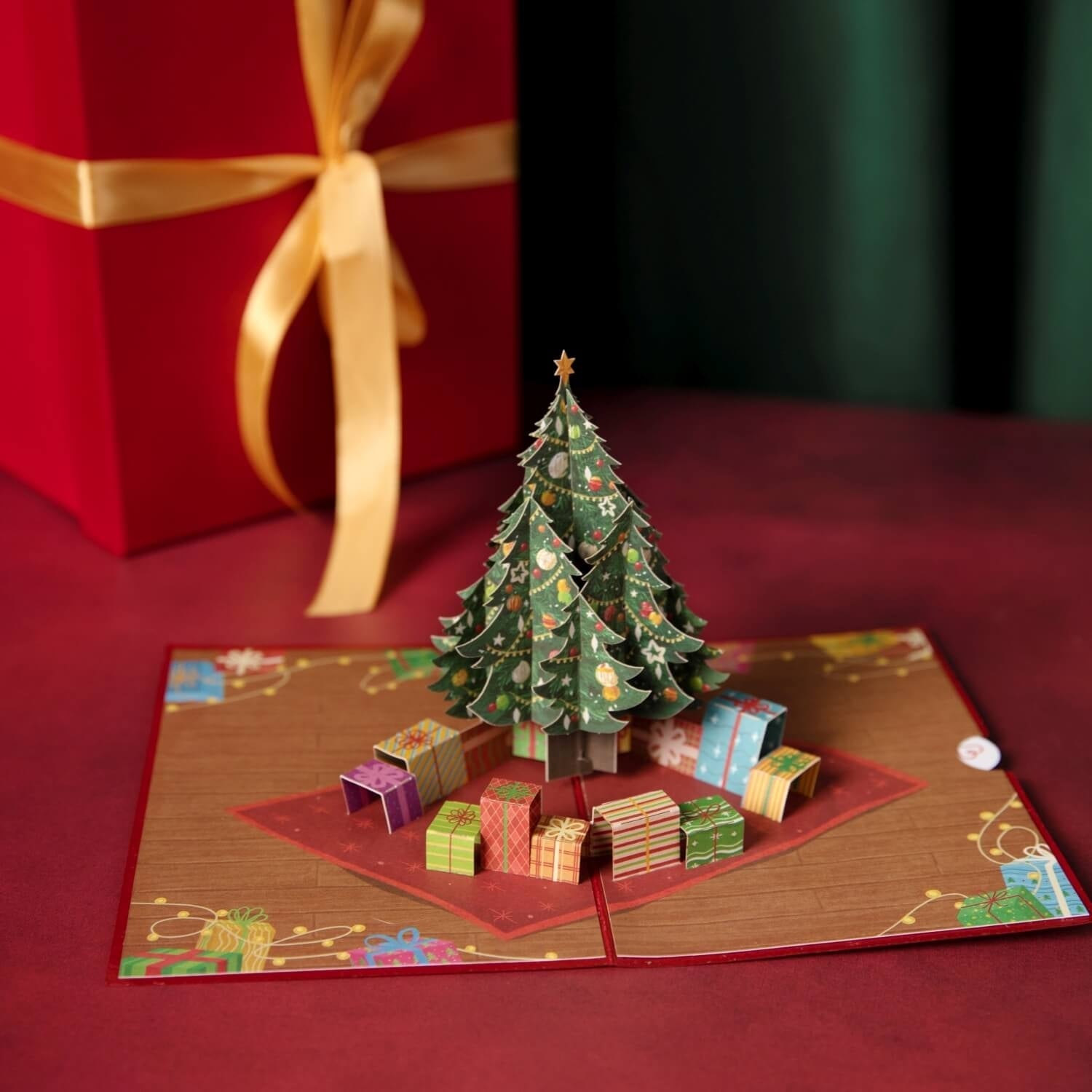 Weihnachtsbaum mit Geschenken Pop-Up Karte