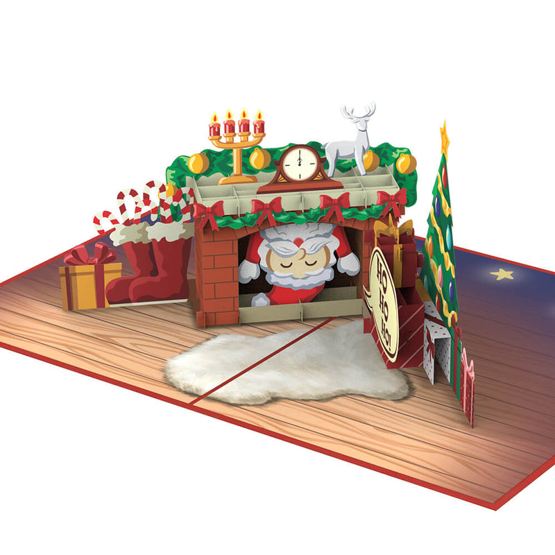 Weihnachtsmann im Kamin Pop-Up Karte