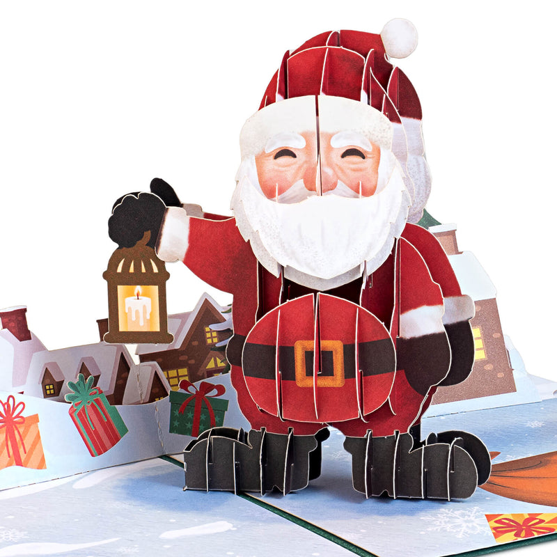 Weihnachtsmann mit Laterne Pop-Up Karte