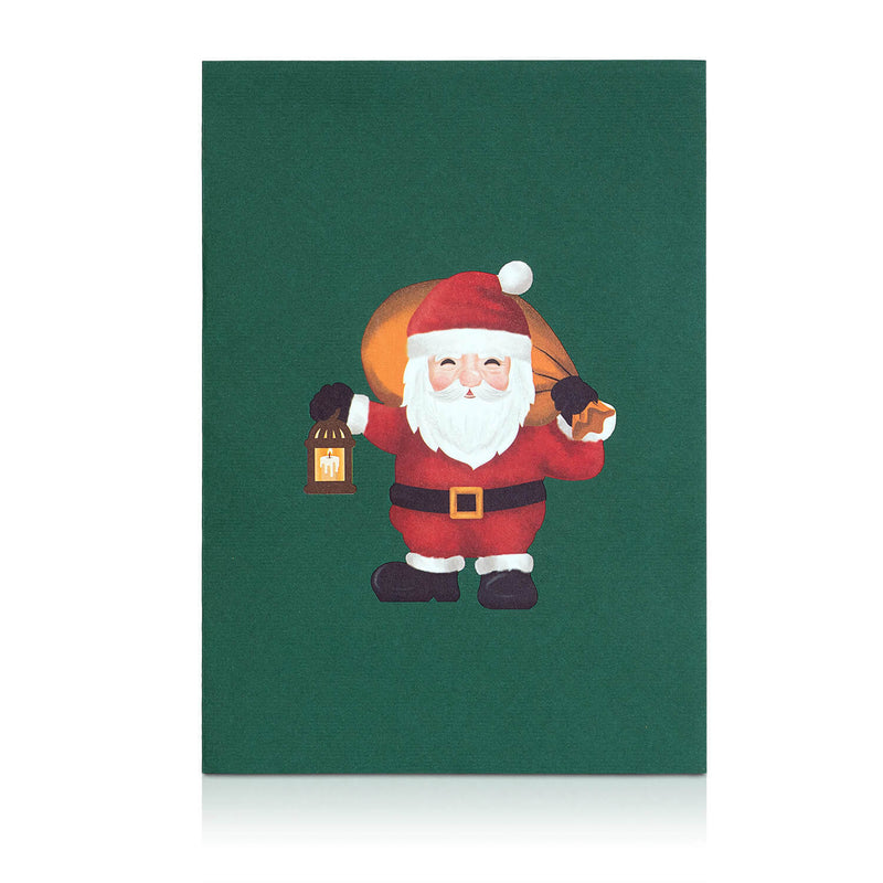 Weihnachtsmann mit Laterne Pop-Up Karte